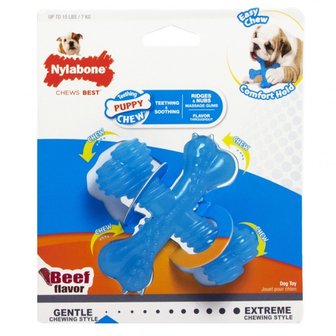 Nylabone Puppy Chew, teething x-bone beef, &#039;XS&#039;. NPX200 voor honden tot 7 kg