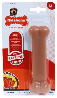 Nylabone Dura Chew wolf bot M, bacon. (NB 103) Voor honden tot 16 kg.