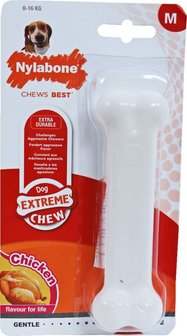 Nylabone Dura Chew wolf bot M, kip. (NCF 103) Voor honden tot 16 kg.