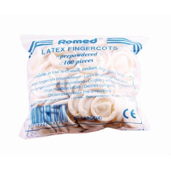 Vingerlingen,Trimvingers latex 100 stuks Large