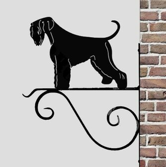 Black Russian Terrier dog planten muurbeugel