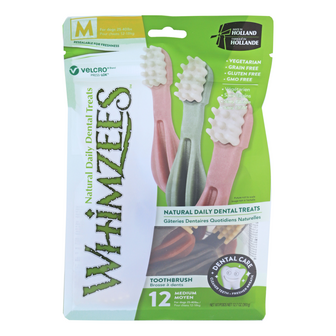 Whimzees toothbrush assorti medium, 12 stuks in valuebag.