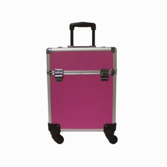 Aluminium trolley-koffer large roze