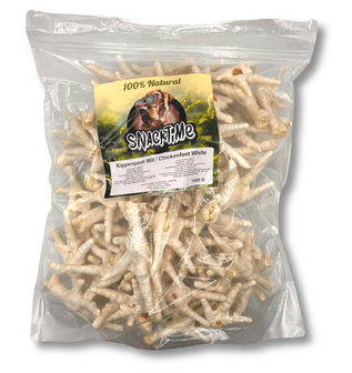SnackTime Kippenpoot Wit gepoft / Chicken Feet White&nbsp;1kg
