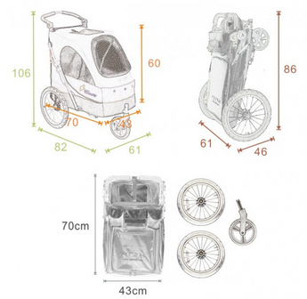 PETSTRO HONDENBUGGY SAFARI MAAT M TOT 30 KG - PETROL DONKERGRIJS - MET TAFEL