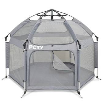 PETY tent Large bench voor honden, &oslash; 150 &times; 100 cm met opblaasbaar matras en zonnedak 