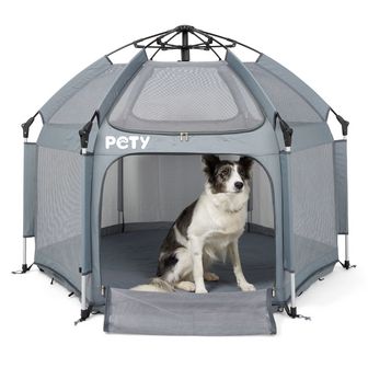 PETY tent Large bench voor honden, &oslash; 150 &times; 100 cm met opblaasbaar matras en zonnedak 