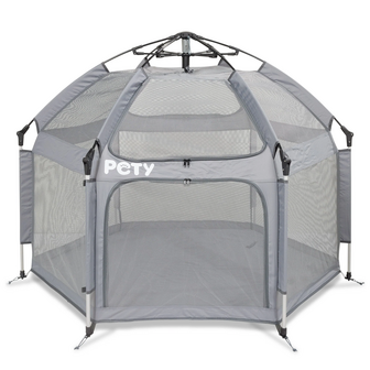 PETY tent Large bench voor honden, &oslash; 150 &times; 100 cm met opblaasbaar matras en zonnedak 