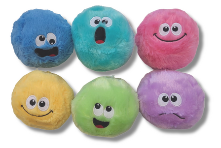 Plush Smiley bal met piep hondenspeeltje assorti