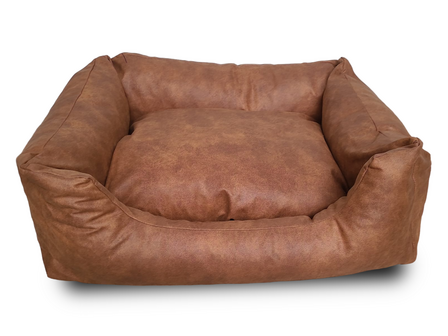 Hondenmand Lux Cowboy Geschuurd Cognac 80x60x25 cm