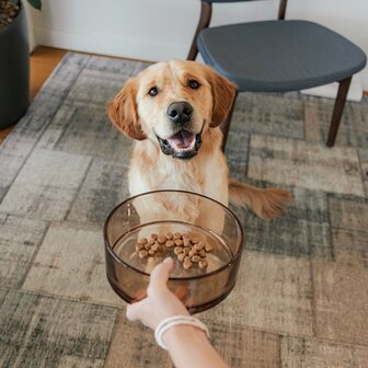 DISTRICT 70 -DAWN - Glazen voerbak voor honden Zwart small dia. 14 cm