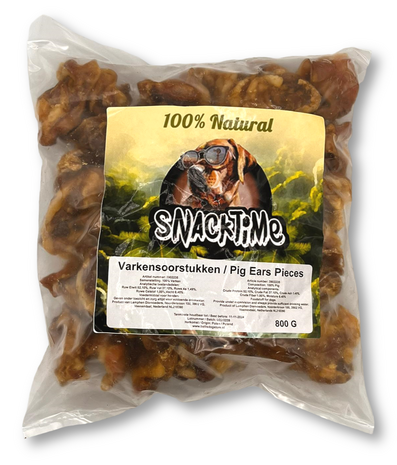SnackTime Varkensoorstukken / Pig Ears Pieces 800 gram 100% Natural