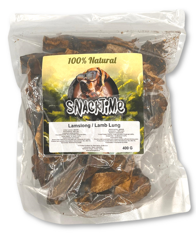 SnackTime Lamslong / Lamb Lung 400 gram100% Natural