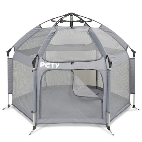 PETY tent Large bench voor honden, ø 150 × 100 cm met opblaasbaar matras en zonnedak 