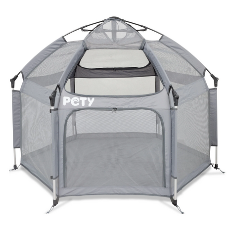 PETY tent Large bench voor honden, ø 150 × 100 cm met opblaasbaar matras en zonnedak 