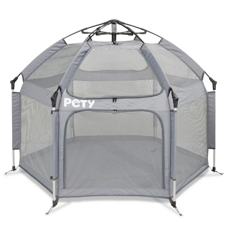 PETY tent Small bench voor honden, ø 110 × 80 cm met opblaasbaar matras en zonnedak 